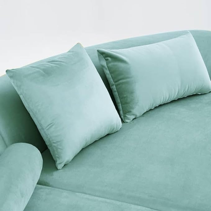 Image of Modern Classic L Shape Sectional Sofa Set, Chesterfield Style 4 Seater Sofa Set with Pillows for Living Room, Bedroom and Office, Office, and Hallway Colour (Sky Blue)