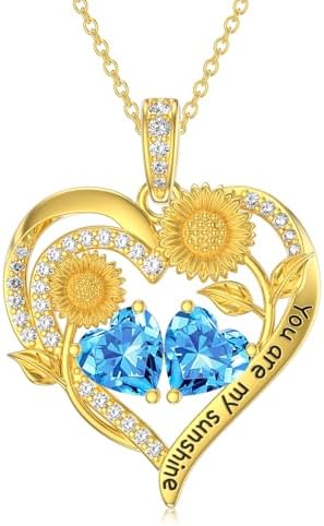 JUSTKIDSTOY Double Birthstone Necklace 14K Gold Plated You Are My...