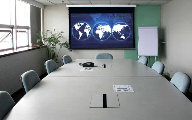 Stewart Filmscreen Cima 113" Electriscreen 16:10 6" Black Drop Presentation Below Ceiling Projection Screen (Neve)