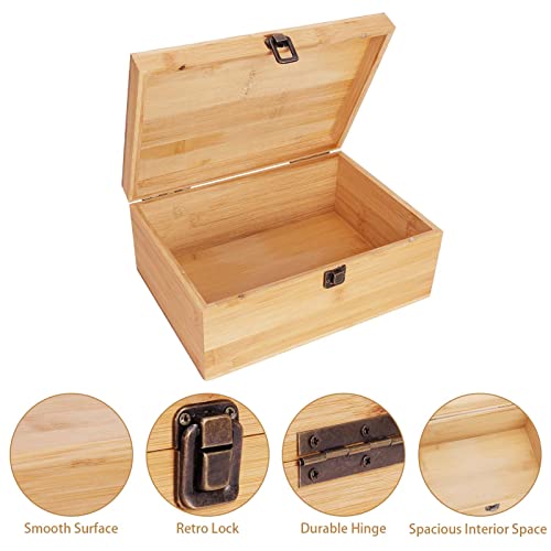 Image of Woiworco Large Bamboo Wooden Storage Box with Hinged Lid, 11 x 7.9 x 4.5 inch Natural Wooden Box for Crafts, Art, DIY, Stash, Keepsake, Gifts
