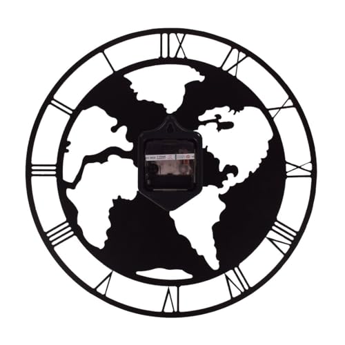 Image of World Map Wall Clock for Living Room, Modern Black & Gold Decorative Clock, Large Round Bedroom, Office Home Decor Hall, Decoration Stylish Office, Hall Contemporary Elegant
