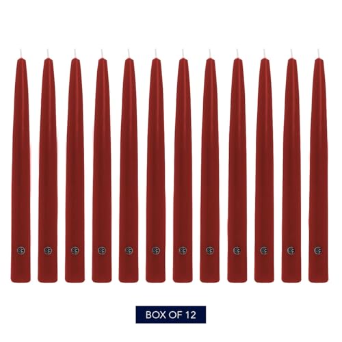 Image of Colonial Candle Unscented Taper Candle, Handipt Collection, Traditional Cranberry, 6 In, Pack of 12 - Up to 4 Hours Burn