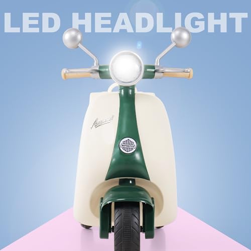 Image of Little Rides Lambretta Scooter | Rechargeable Battery Operated Ride-On Bike for Kids | Ages 2 to 5 Years | Premium Ride-On Toy Bike for Toddlers - Children - (Green)