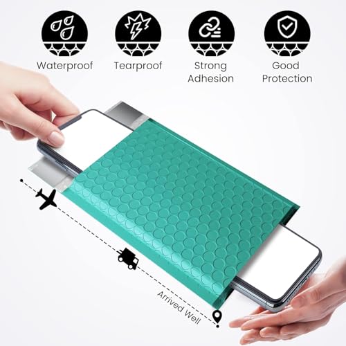 Image of Fuxury Bubble Mailers 4x8 inch Teal Padded Envelopes 19200 Pack Bulk Pallet | Strong Adhesion Full Pallet of Padded Mailers Bubble Envelopes for Small Business Mailing Small Items,Jewelry,Makeup