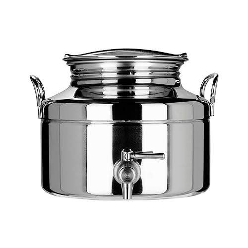 Megashopitalia Barril Soldado con Grifo y Base para Aceite, de Acero Inoxidable 18/10 (3 litros)