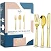 Gold Party Silverware Utensils Set – Heavy Duty Plastic Disposable Cutlery (30 Spoons, 30 Forks & 30 Knives) Ideal For Gold-Themed Elegant Parties, Birthdays & Luxury Weddings