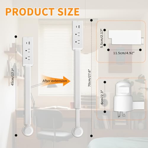 New Outlet Extender Rotating Outlet Features USB-A, USB-C, and 2 Ac Outlets 180° Swivel Rotating Outlet for Behind Couches Space-Saving Outlet Extender for Home/Dorm(1pc) by TTKADIY - Image 5