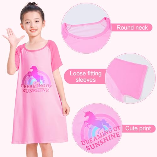 Play Tailor 2Pcs Girls Nightgowns Kids Pajamas Princess Nightgown Dress Sleepwear for Toddler Little Girls4