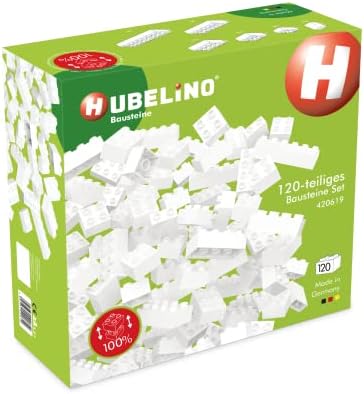 Hubelino #420619 120-teiliges Bausteine Set, weiße Bausteine, kompatibel mit großen Bausteinen Anderer Hersteller, Made in Germany