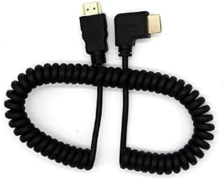 Seadream 4k Coiled HDMI to HDMI Cable,Coiled Right Angled HDMI Male to HDMI Male Converter Adapter Cable, Support 3D 4K, 1080P Resolution Stretched Length 12'' -7.87FT