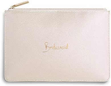 KATIE LOXTON Bridesmaid Medium Vegan Leather Clutch Bridal Perfect Pouch Metallic White