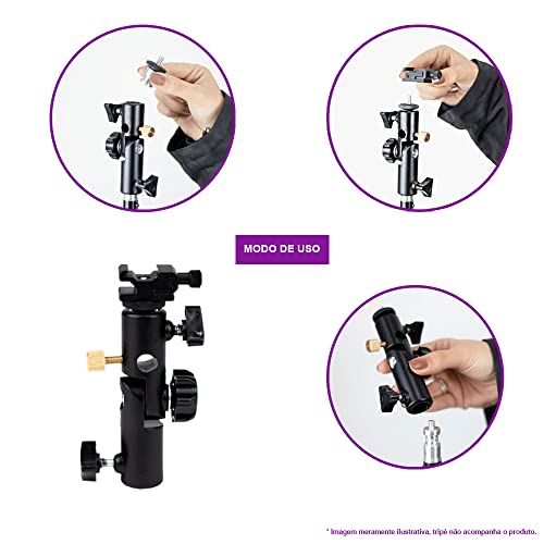 Suporte Holder Metal Versátil SPF-02 Sou Foto com Sapata Hotshoe Removivel Pino 1/4 para Sombrinha F