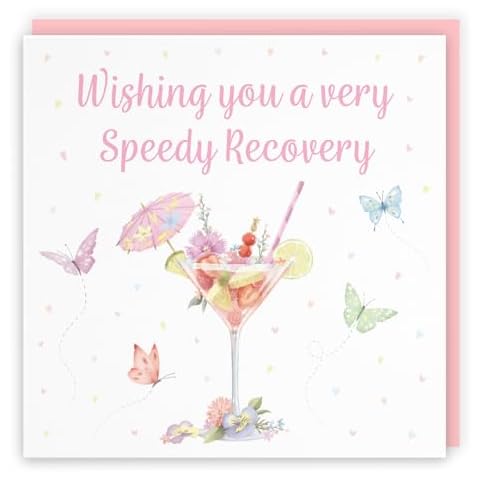 Hunts England Pink Cocktail Get Well Card Cover