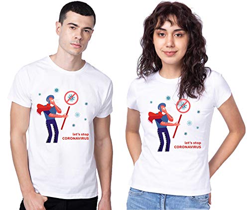 FreelyMen's & Women's Polycotton T-Shirts (Color: Multi||Men's Size - Small||Women's Size - Small||Let's TAKE A Initiate to Stop Global CORONAVIRUS||Pack of 2)