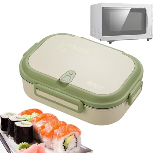 Erconsso de Acero Inoxidable - Infantil Acero Inoxidable | Recipiente Reutilizable Microondas Compartimentos con Cubiertos,Almacenamiento Comida Trabajo Picnic