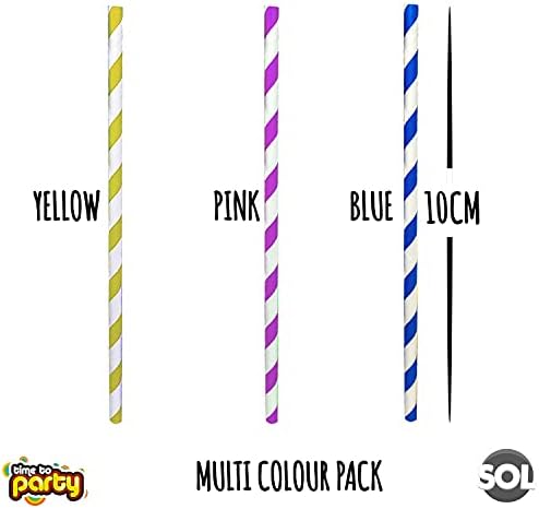 40pk Paper Straws Drinking for Parties | 10cm | Paper Drinking Straws | Cocktail Straws | Straws Drinking Paper | Disposable Straws | Party Straws | Pink Straws, Yellow Straws & Blue Paper Straw