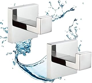 Bathroom Towel Hook, Coat&Robe Hooks, Heavy Duty Wall Hooks, Wall Mounted Square Bath Hook, Chrome, SUS304 Stainless Steel (2 Pack) SHUNLI
