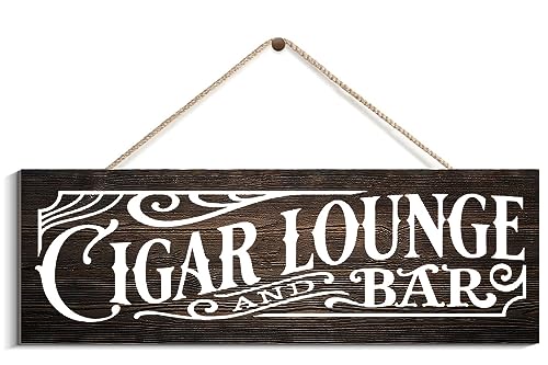 Rustic Wooden Door Hanging Wall Art Sign Cigar Lounge And Bar A Home Sign Great For Wooden Hanging Sign Plaque Rustic Wall Art Decoration 16 X 4 Inch
