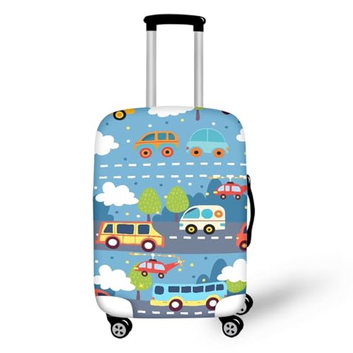 Image of Coloranimal Traffic Car Cartoon Luggage Covers Travel Luggage Cover for 29-32 Inch Luggage Elastic Fashion Suitcase Cover Protector for Women Men Travel Accessories