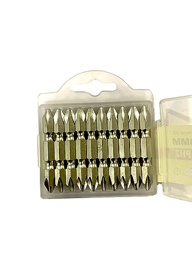 Image of Jon Bhandari Tools PH2 Power Magnetic Double Ended Screwdriver Bits 50mm - Phillips Star Head Drill Bit Set (Pack of 10) for Electric, Cordless & Impact Drivers - Precision Tips for Fastening Work