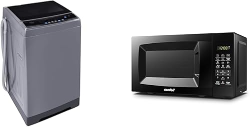 COMFEE' Lavadora portátil de 1.6 pies cúbicos, capacidad de 11 libras, lavadora compacta totalmente automática y horno microondas EM720CPL-PMB para