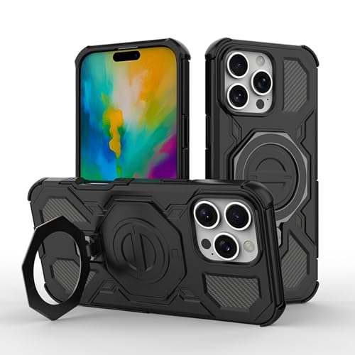Coque iPhone 17 noire rigide en silicone avec anneau magnétique intégré