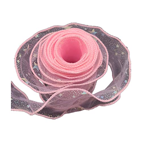 generisch 5 Yard/Lot 50mm imprimé étoile Ruban Vague Bord Soie Organza Ruban Arc matériel Dentelle Rubans for Coudre Tissu Dentelle décoration (Couleur : 04)