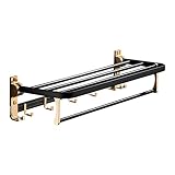 Richuan Bathroom Towel Rack Lavatory Hotel 24 Inch Foldable Towel Shelf with Towel Bar and Movable H
