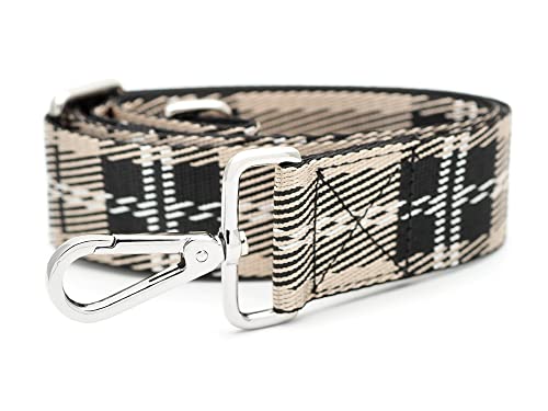 Image of CRAFTMEMORE Wide Shoulder Strap Tartan Plaid Adjustable Bag Handle Crossbody Nylon Belt Replacement (Beige JK07)