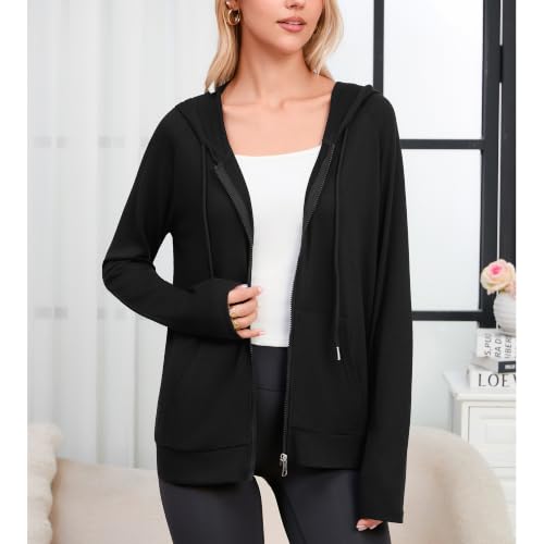 Image of Witsmile Zip Up Hoodie Women Oversized Sweatshirt Long Sleeve 2026 Fall Outfit Lightweight Jackets Workout Clothes