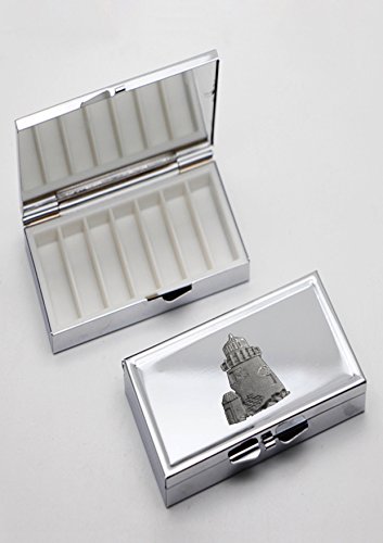 Pilulier en étain anglais avec miroir Light House gt283 boîte compacte