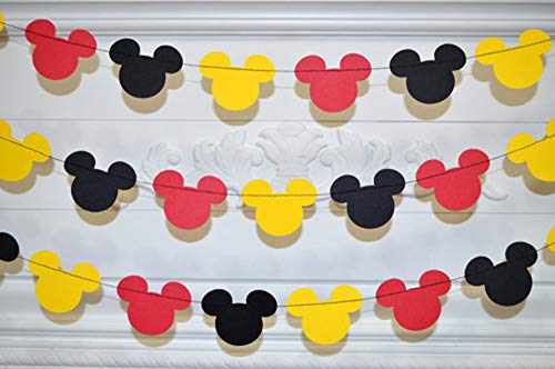 Mickey Mouse Garland - Paper Garland -Party Supplies - Club House Inspiration - Mickey Head Garland - Tricolor Mickey Head Garland Mickey Paper garland, Birthday decor Mickey garland Mickey decoration