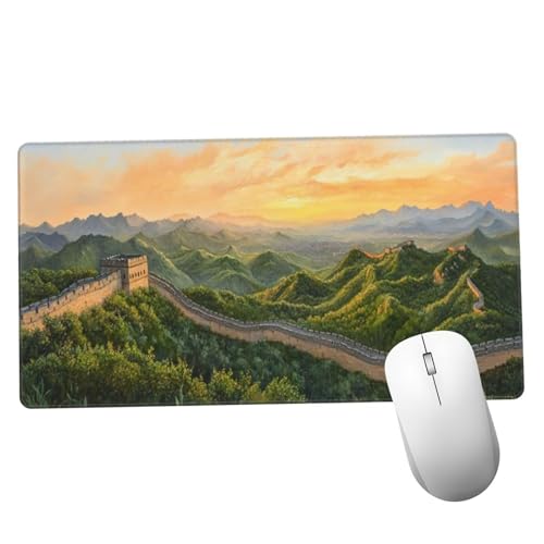 Atardecer Alfombrilla Ratón 1400x600x3mm Alfombrilla Raton XXL con Base de Goma Antideslizante,Lavable,Accesorios Gaming Gran Muralla,Ordenador Gamer Regalos,Mouse Pad Gaming Mejora La Velocida Y366