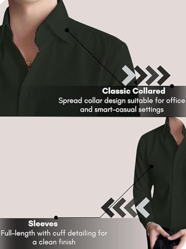 Image of Leriya Fashion Men's Formal Button Down Shirt - Slim Fit Shirt's for Men | Textured Long Sleeve Polycotton| Business & Meeting Ready (Available in Plus Size)