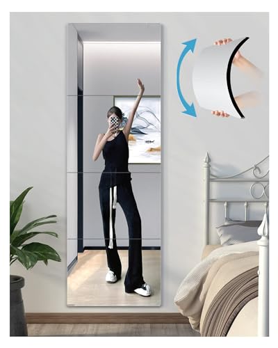 Image of Shatterproof Wall Mirror Full Length for Bedroom, Acrylic Gym Mirrors For Home, Extra Thick: 0.12 inch, 14 x 14 inch x 4 Pcs, Workout Mirrors Safe for Kids, Over The Door, Long Wall Mounted