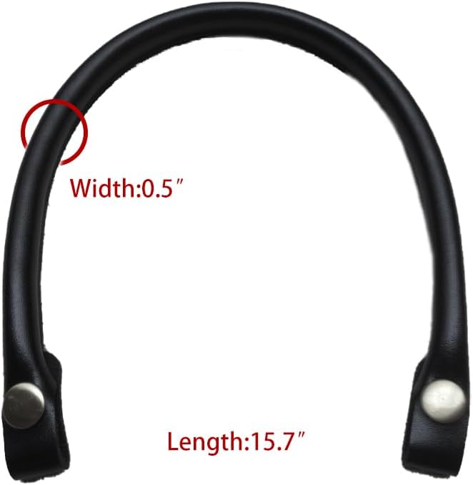 2pcs PU Leather Handbag Handles Purse Handles Replacement Bag Accessories,40cm/15.75",Black - Image 2