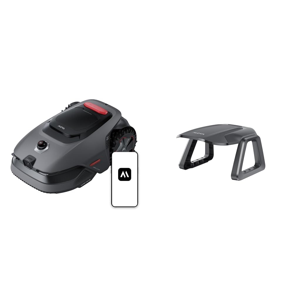 MOVA LiDAX Ultra 800 Robot Tondeuse + Garage de Protection – Recommandé 800 m², Cartographie IA & LiDAR 3D 360° sans RTK, Coupe Bordures 5 cm, Sécurité Animaux, Toutes Terrains, Tonte en U Efficace