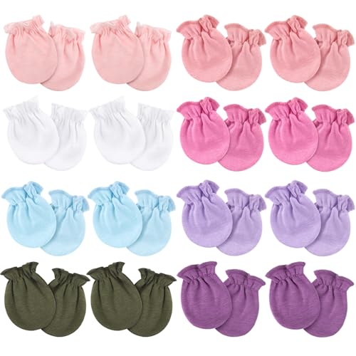 Newborn Baby Mittens No Scratch Cotton Elastic Wrist Gloves Infant Toddler Mittens for Baby Boy Girl 0-6 Months