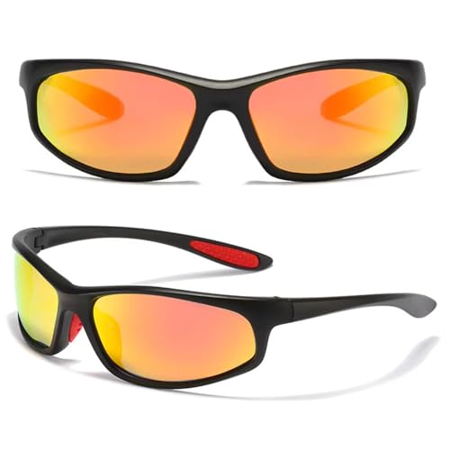 Image of Stylish Polarized Sports Sunglasses for Men Women - Unbreakable HD Clear Vision Cricket Motorcycle Riding Running Cycling Biking Driving Wraparound Branded Oval Goggles