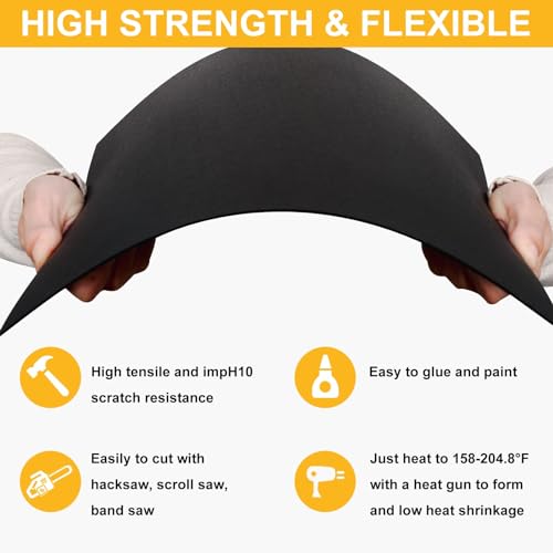 Image of Plastic Sheet 16 inch x 20 inch x 0.06 inch, Black PVC Board Flexible Moldable Impact Strength and High Tensile 1 /16 inch Thick (1.5mm) for Crafts Materials Home Decor and Handicrafts, Abs Plastic Sheets 6 Pack