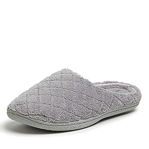 Dearfoams Women’s Leslie Washable Memory Foam Terry Clog with Wide Widths Slipper