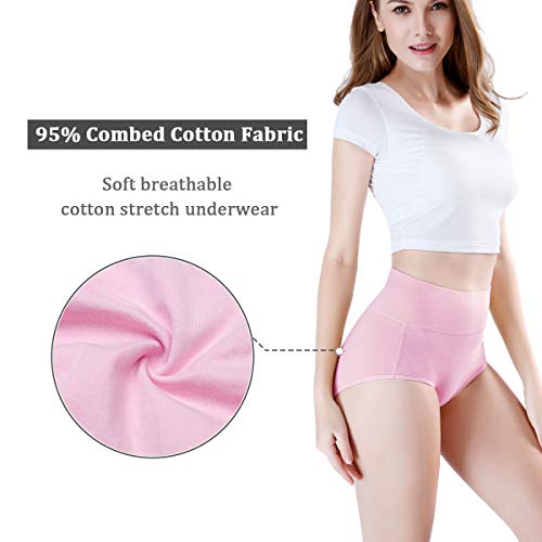 Image of wirarpa Women's Cotton Underwear High Waist Full Coverage Brief Panty Multipack