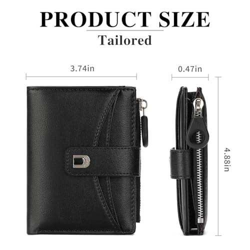 Image of Small Wallets for Women Vegan Leather Bifold Card Holder with Zipper Pocket