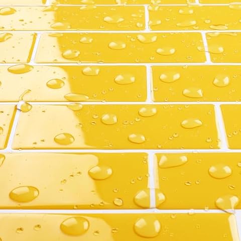 Livelynine 16-Tiles Yellow Peel and Stick Backsplash Cover
