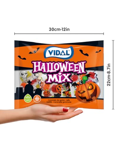 Vidal | Halloween Fruchtgummi Beutel 400g | 10 MINI BeutelI Glutenfrei & Fettfrei | Bunter Süßigkeiten Mix für Halloweenparty, Kindergeburtstag & Trick or Treat
