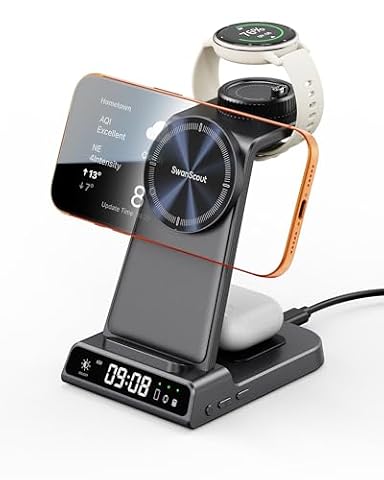 Ładowarka do Garmin Watch, Magnetyczna Ładowarka do iPhone 17 16 15 14, Bezprzewodowa Stacja Ładująca 3 w 1 do Garmin Fenix, Venu, Forerunner, Vivoactive, Instinct, AirPods Pro 3/4 (No Adapter)