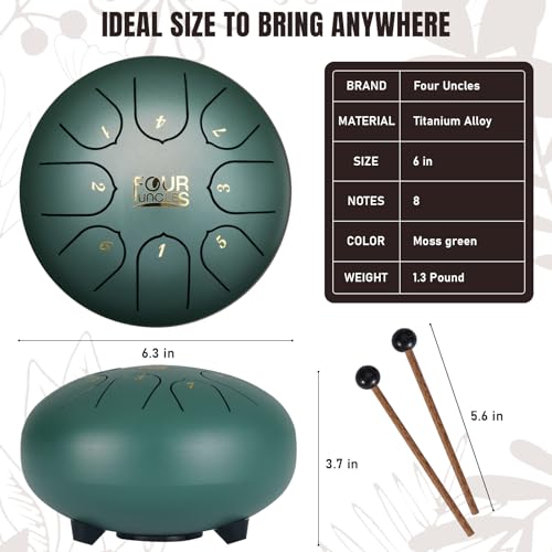 FOUR UNCLES Tambor de língua de aço, instrumento de percussão de tambor panda com chave C com bolsa,