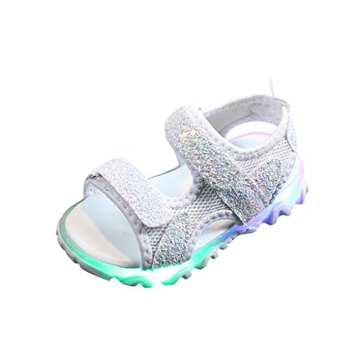 Ghemdilmn Barn pojkar och flickor LED lysande sandaler bekväma och ventilerande strandskor unisex småbarn mjuk botten casual sandaler blinkande skor