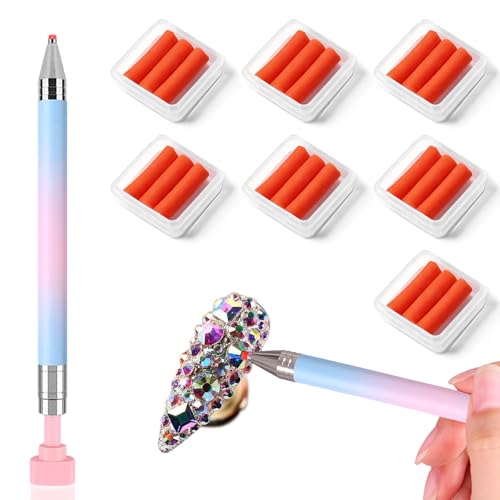 Stylo rotatif nail art double embout et kit 21 cires de rechange