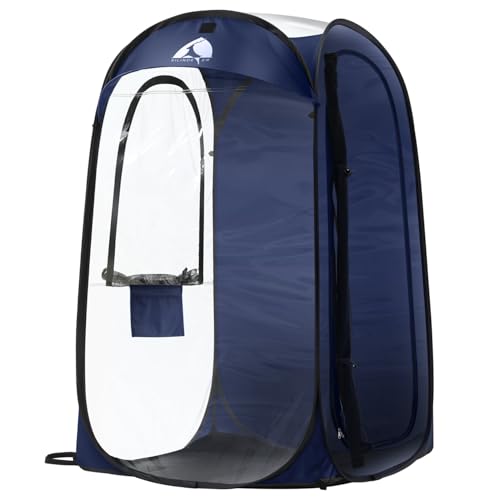 Sports Pod, Kilindeer Pop Up Weather Tent for 1 Person – Portable All-Weather Shelter with Clear TPU Panels, Instant Setup for Outdoor Events, Camping, Hiking, Wind & Rain Protection (Blue)
